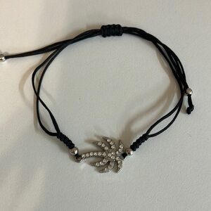 Palm tree black adjustable bracelet